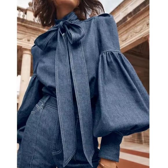 Tops - Elegant Denim Blue Women's Top
